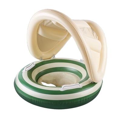 HYNTOOR Baby Swim Ring, Foot-In Type, Removable Sunshade, UV Protection, with Handle, for Toddlers, Pool Use, Water Play, Swim Ring, Strong Buoyancy,