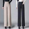 Woolen Flannel High-Waisted Wide-Leg Women's Pants - Thick, Warm, Casual Drape for Autumn/Winter