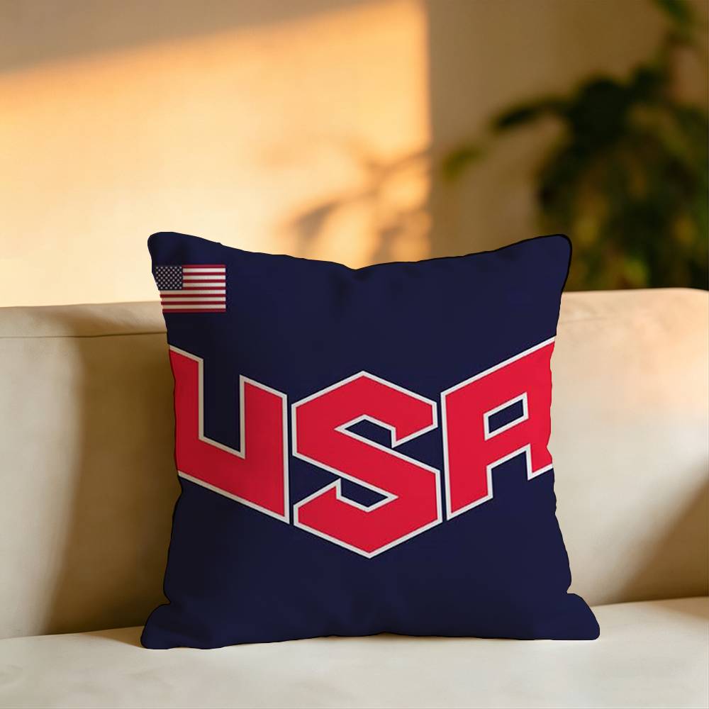 The American Flag Pillow Case Square DoubleSided Sofa Cushion Cover Bedroom Bedside Pillow