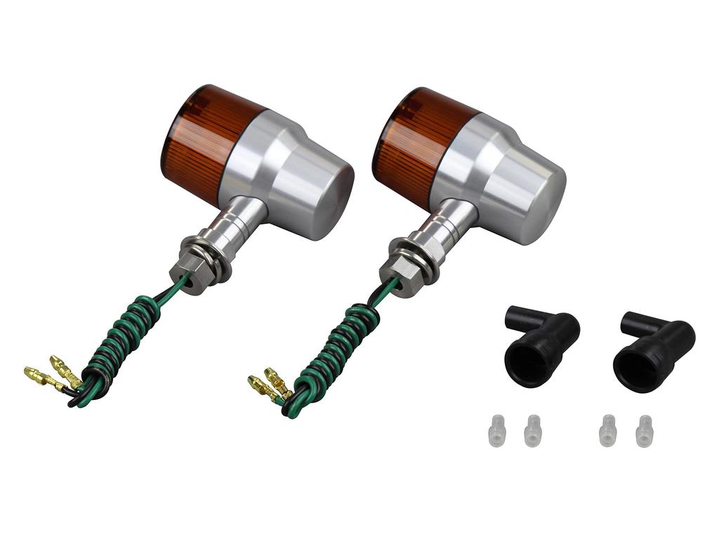 POSH FAITH Motorcycle Turn Middle Machined Turn Superbike Short Single Bulb Sold Pack of Silver Signals, Signals, Type, Stay, (Bulb Separately), 2,