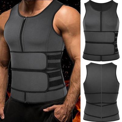 Gilet d'entraînement à la taille réglable pour homme avec double fermeture éclair pour combinaison de sauna