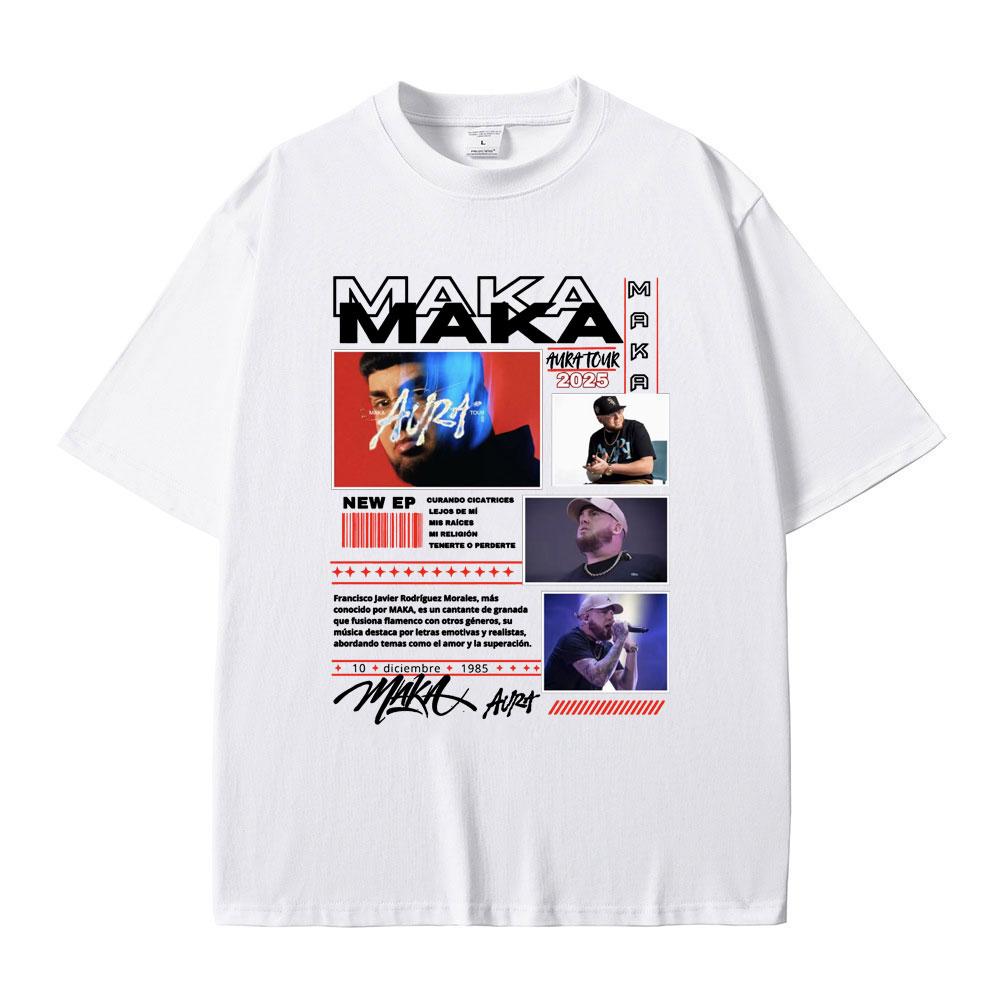 Rapper Maka Aura Tour T Shirts Men Women Hip Hop Vintage Oversized Short Sleeve T-shirts Men's Fashion Casual T-shirt Streetwear