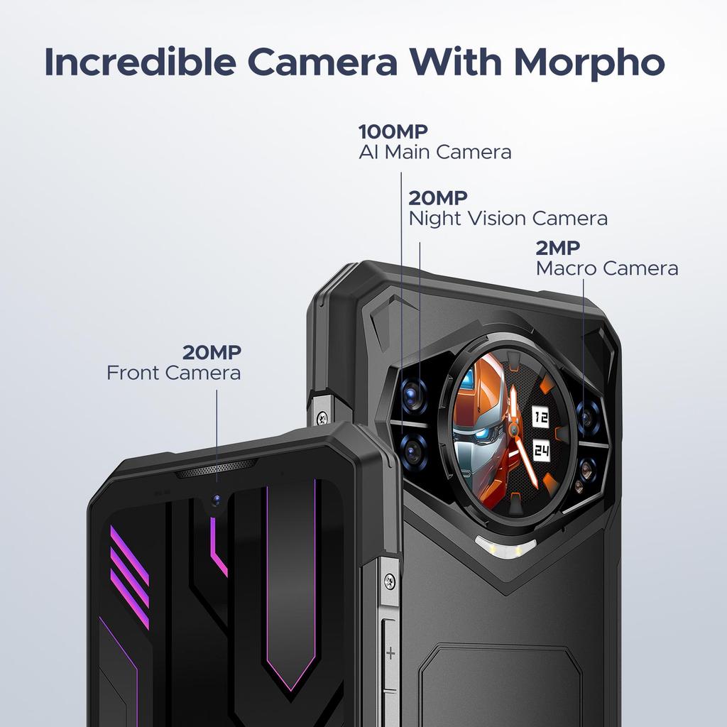 DOOGEE S200 X Odolný Smartphone 5G, 32GB+512GB(2TB), 1,32'' AMOLED zadní displej, 10100 mAh/33 W, 100 MP + 20 MP, 6,72'' FHD+ 120 Hz