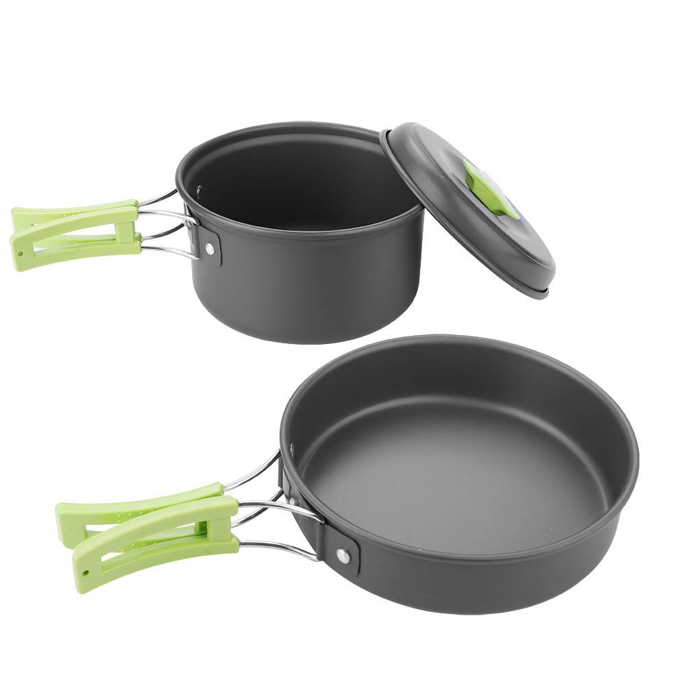 8PcsCelsiusset Portable Outdoor Travel Camping Picnic Cookware Cooking Pot Pan Bowel Set(Black)