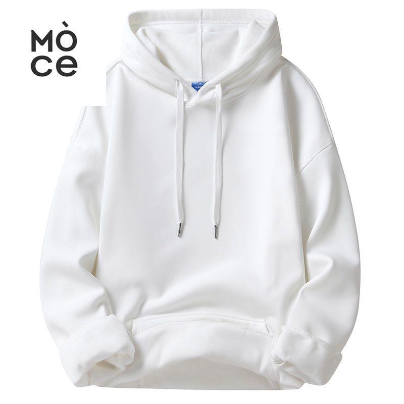 

Тяжелый худи осень-зима мужской однотонный бархатный утолщенный повседневный студенческий свободный жакет L белый