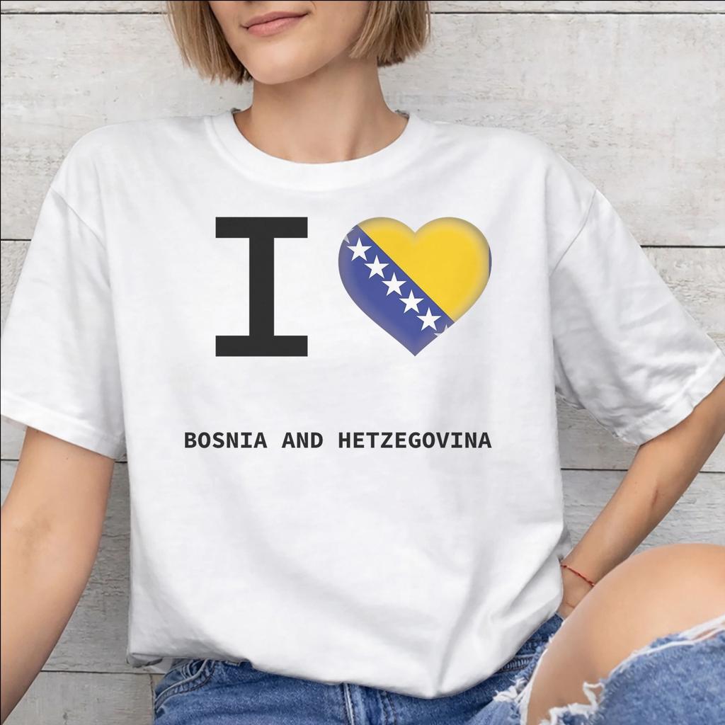 Bosnia and Herzegovina Flag Accessories Unisex T Shirts Cotton Tee Graphic Printed Tshirt Clothing