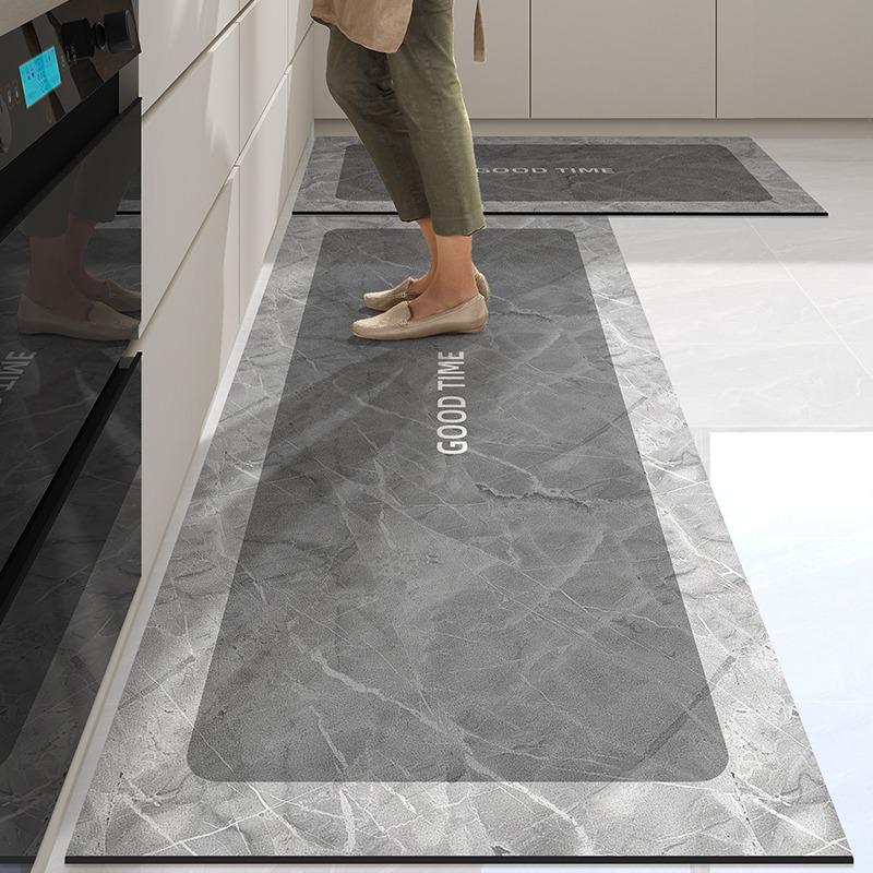 

Kitchen Rug Marble Leather Oil-proof Waterproof Non-slip Household Foot Mat PVC Wipeable Washable Carpet Decor Tapis 1pc 50x80cm