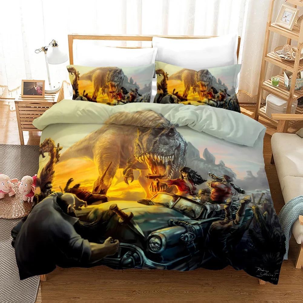 3D Dinosaur Duvet Cover Jurassic Comfortable Duvet Quilt Cover Pillowcase Bedding Set Children Bedroom Decoration Home Textile