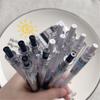 6Pcs 0.5mm Black Water-based Pen Push Design Quick Drying School Stationery Mechanical Gel Ink Pen Office Supplies