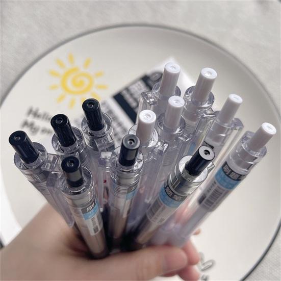 6Pcs 0.5mm Black Water-based Pen Push Design Quick Drying School Stationery Mechanical Gel Ink Pen Office Supplies