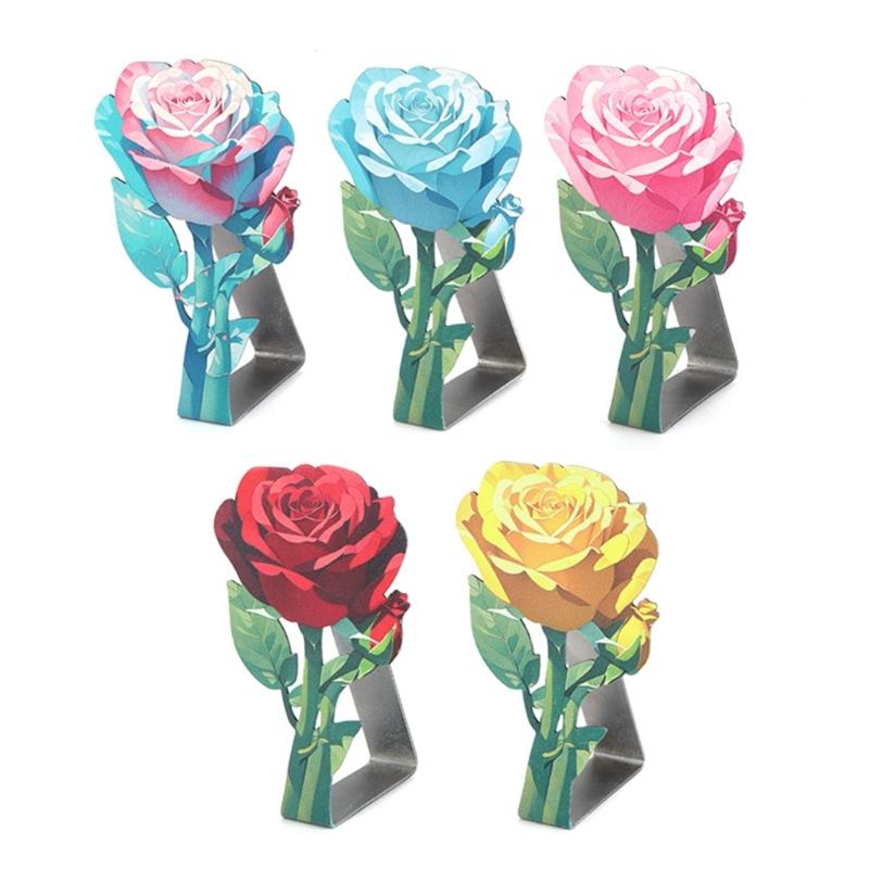 Metal Tablecloth Clips with Elegant Rose Pattern Home Dining Accessories Stainless Steel Table Cloth Fasteners