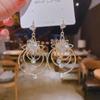 Luxury Crystal Zircon Flower Tassel Earrings For Women Exquisite Opal Flower Rhinestone Earrings Wedding Party Jewelry Gift