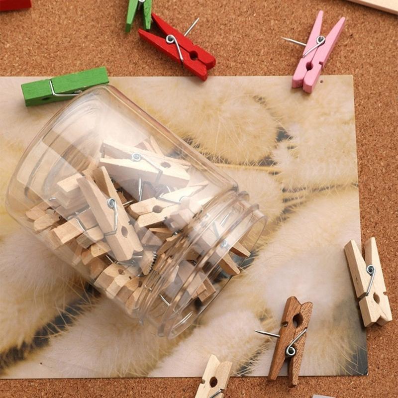 80/90PCS Wood Push Pin Clip for Cork Board, Decorative Pushpins with Clip Thumb Tacks for Notes Photos, Bulletin Board