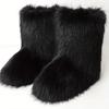 European & American Style Faux Fur Mid-Calf Snow Boots - Warm, Cold-Resistant, Plus Size for Autumn & Winter