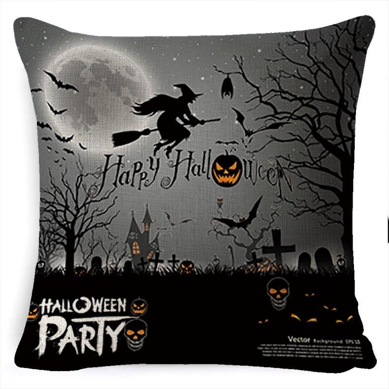 Halloween Pumpkin Horror Series Linen Pillow Cover Car Cushion Pillow