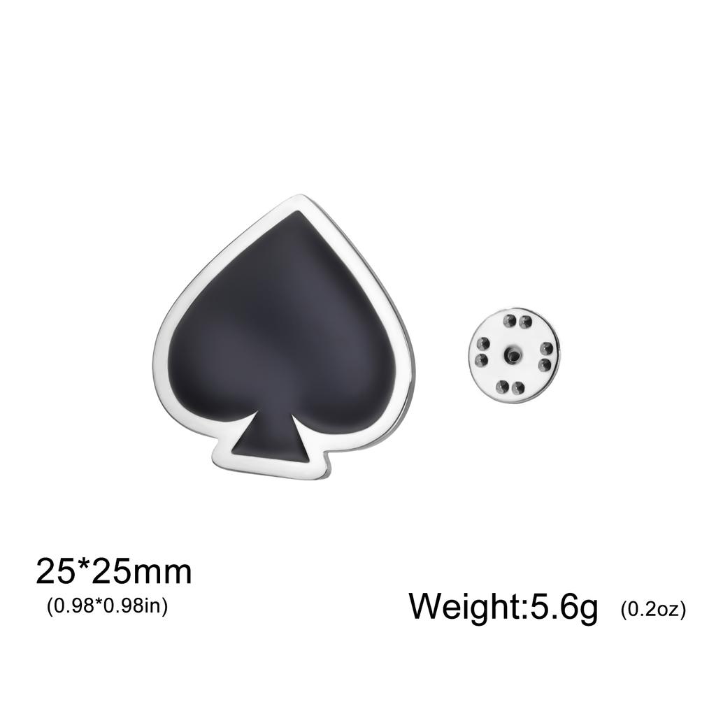 Classic Poker Brooches Spade Heart Club Diamond Brooch for Women Men Stainless Steel Jewelry Enamel Lapel Pins Badge Hat Clothes