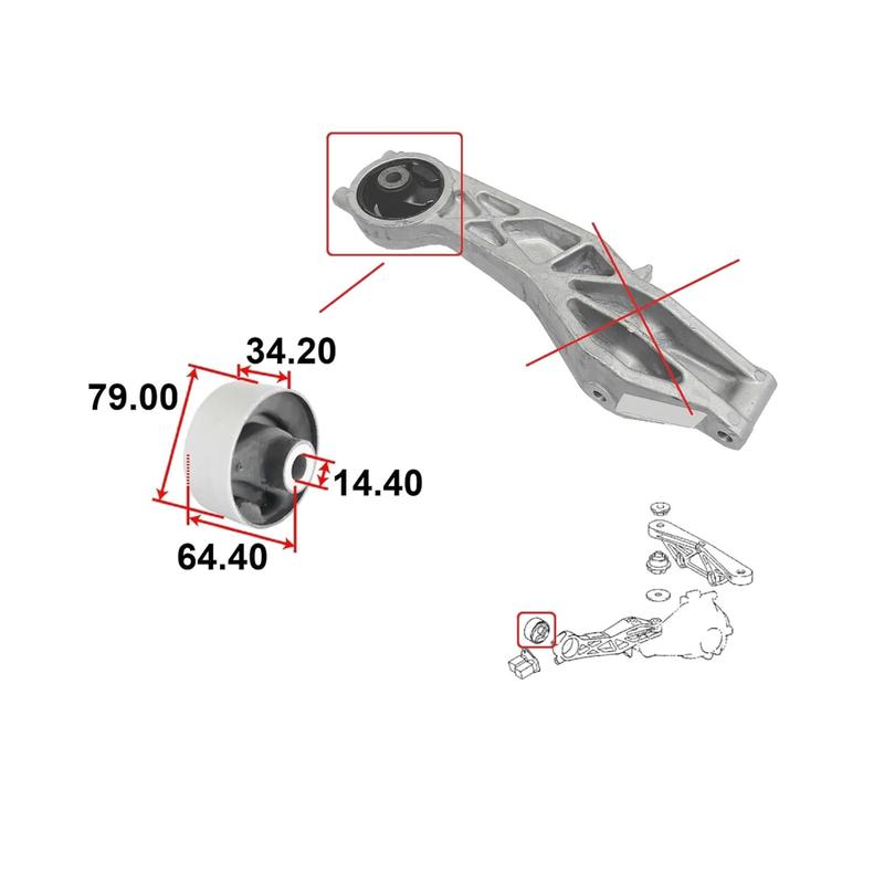 41651-58010, 52380-58010, 52380-45030 Rear Differential Mount Arm Bushing for Toyota Sienna 2003-2010 4WD/AWD