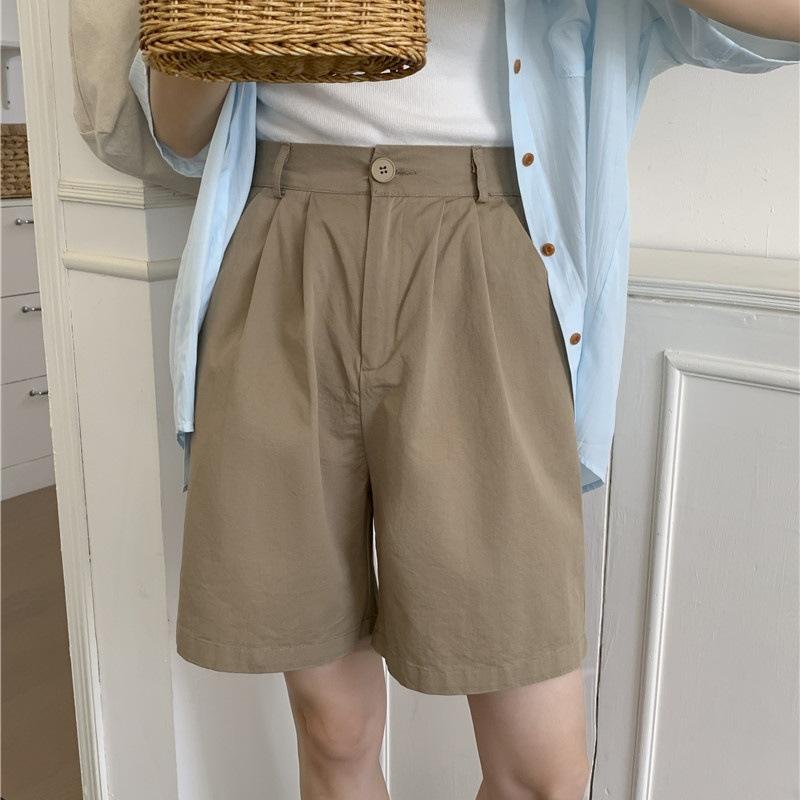 

Модные твиловые хлопковые шорты прямого кроя с широкими штанинами, летние универсальные свободные шорты, стройнящие XL