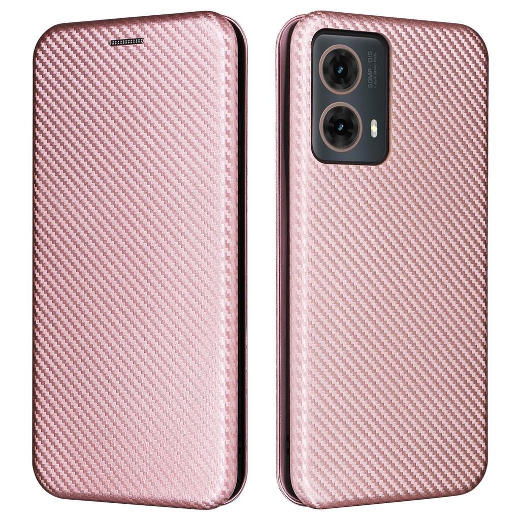 For Motorola Moto G85 5G Case Card Holder Leather Carbon Fiber Texture Phone Cover