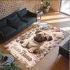 Pug Theme Crystal Velvet Floor Rug Personalized Custom Name Text Warm Carpet Home Decoration