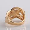 Luxury 9K Gold Plated Alloy Finger Band Rhinestone Inlaid Ring Jewelry Gift