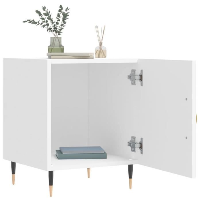 VidaXL Tables de chevet 2 pcs blanc 40x40x50 cm bois d’ingénierie 827517