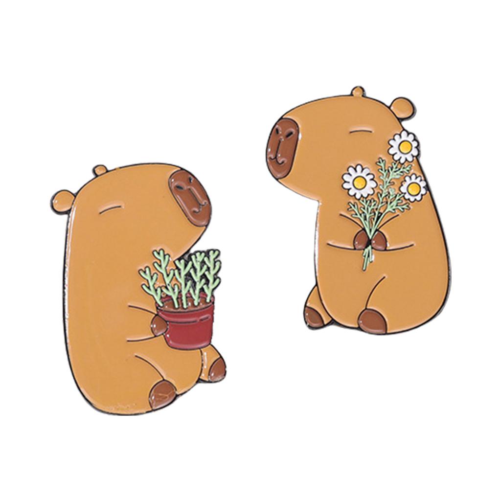 1 Pair Capybara Shaped Brooch Pin Handmade Lapel Badge Fashionable Alloy Animal Themed Jewelry for Clothing Accessory
