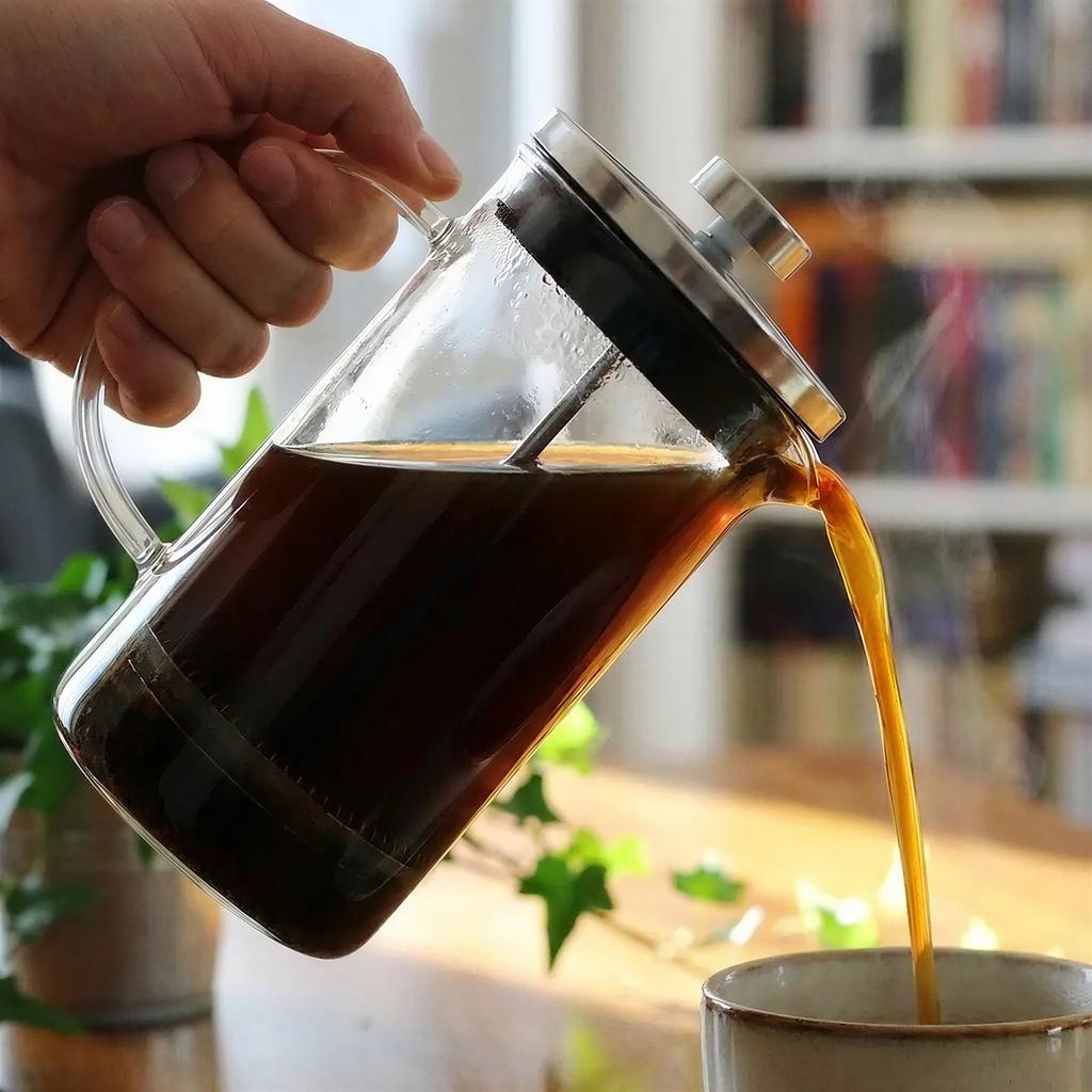 Piston Infuser 800 Ml Silver Glass Jug For Coffee And Tea Ø9 Cm