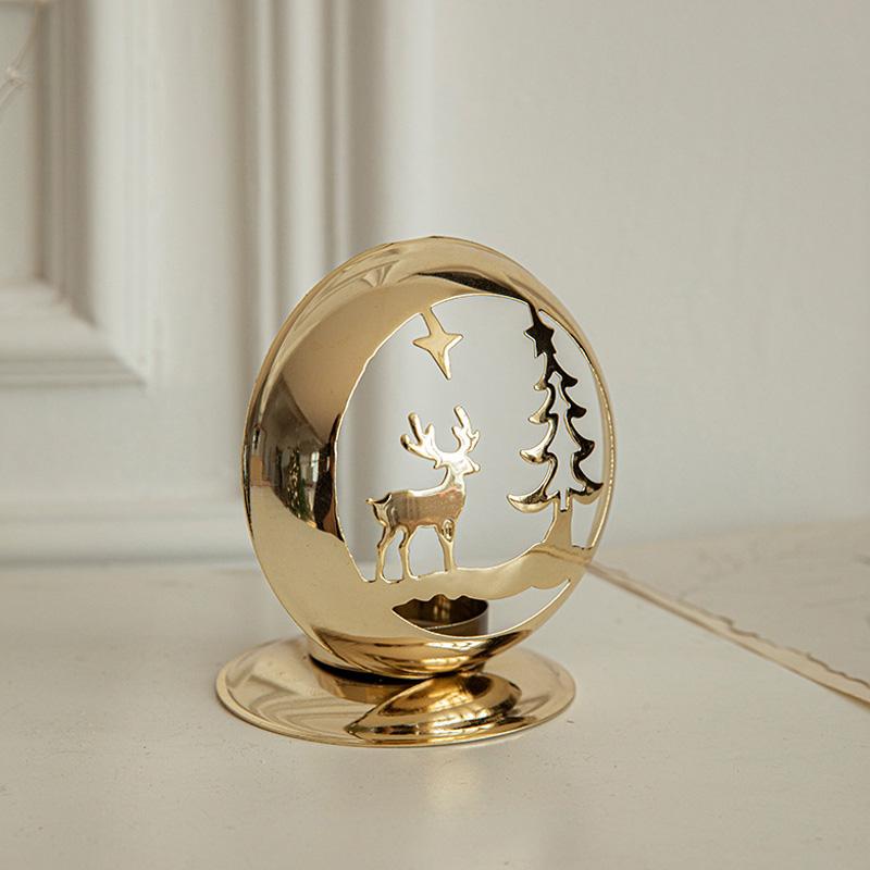 1PC Nový vánoční skandinávský stolní zlatý železný svícen Projektor Ozdoby na větrnou lampu