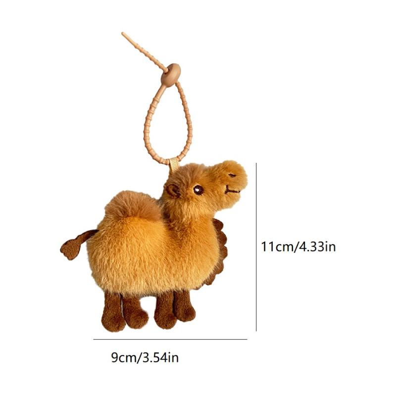 1Pcs Plush Camel Keychain Lovely Stuffed Animal Keyring Bag Pendant Decoration School Bag Charm Couple Keycord