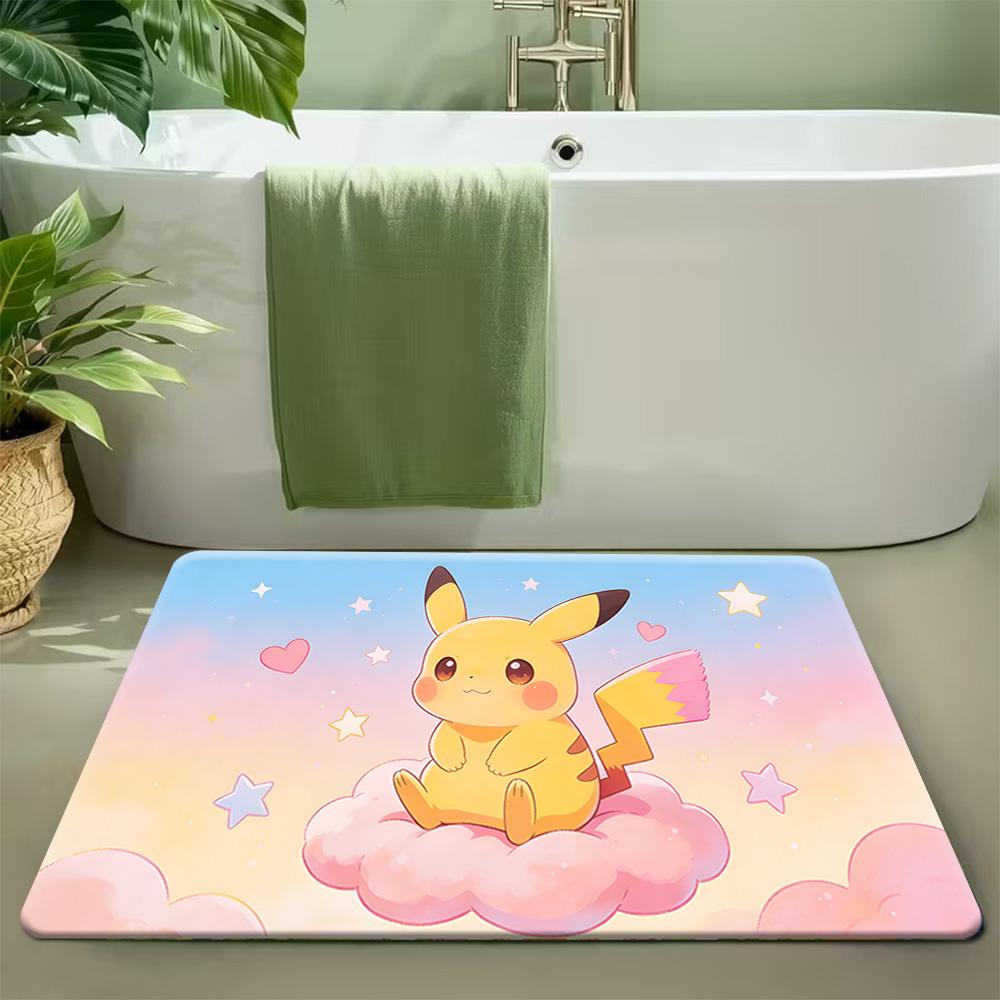 

Cute Pikachu on Green Meadow Print Non-slip Doormat, Soft Absorbent Floor Rug for Home Decor 40cm x 60cm