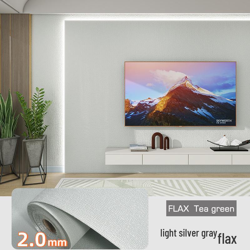 

3D Льняные Самоклеящиеся Противоударные Водонепроницаемые Обои для Стен Спальни 100cm x 5m