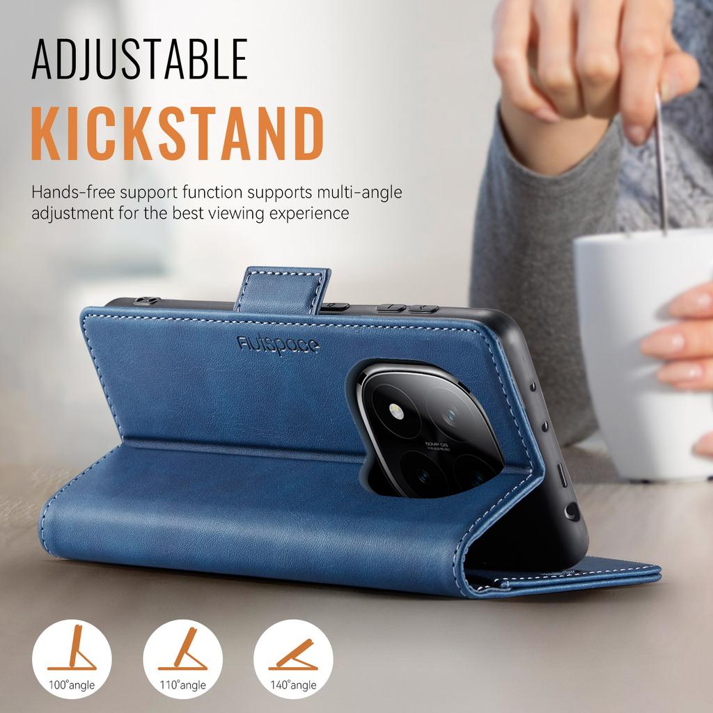 Per Xiaomi Redmi Note 14 Pro 4G/ Redmi Note 14 Pro 5G/ Note 14 Pro+ 5G Custodia a Portafoglio con Fessure per Carte e Cavalletto, Custodia in Pelle con Protezione a 360°