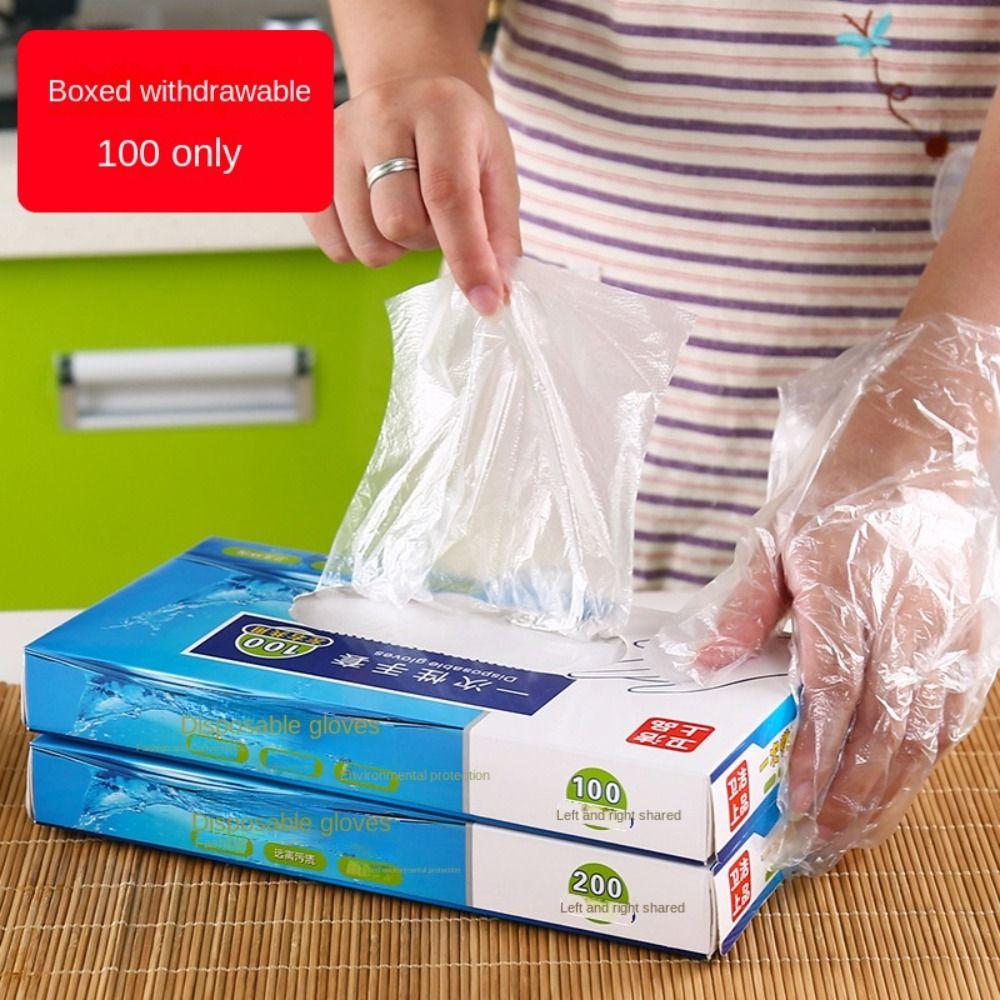 100Pcs/box Thickened TPE Cleaning Gloves Transparent Latex Free Gloves  For Household Market