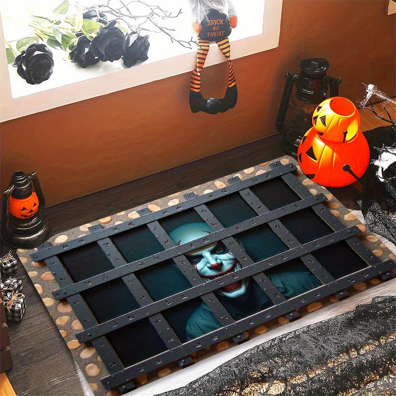 Durable Halloween Clown Doormat: Dirt & Wear-Resistant, Easy-Clean Entryway Floor Mat.