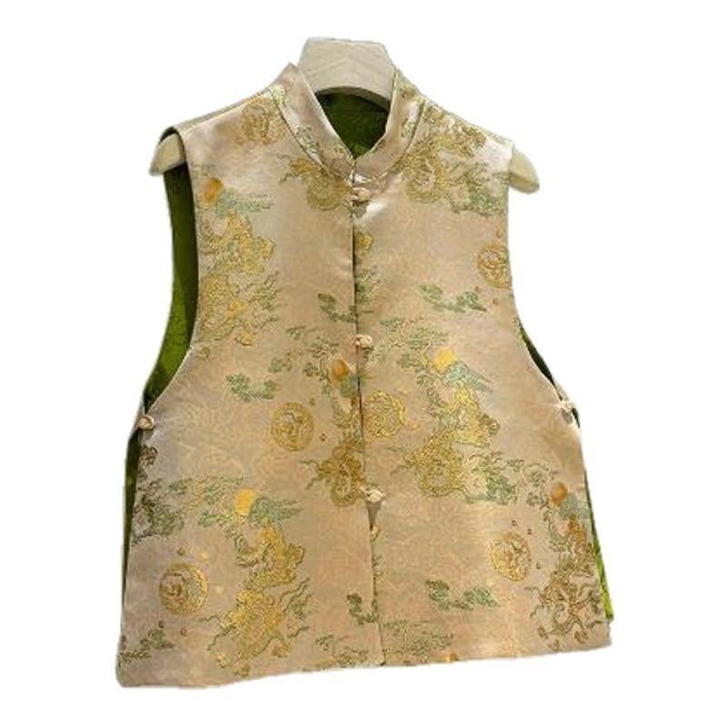 Jacquard Vest Disc Buckle Vest Women's Vest Retro Vest