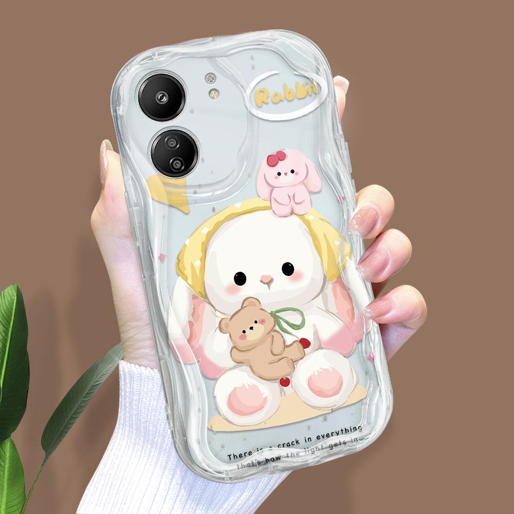 Roztomilý kreslený vzor krémová textura pouzdro vlnitý okraj měkký silikonový kryt pouzdro na telefon pro Xiaomi Redmi