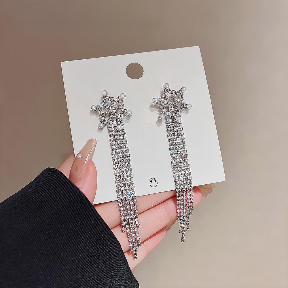 Trendy Long Tassel Bow Earrings: Celebrity-Inspired, Exaggerated Style for Women