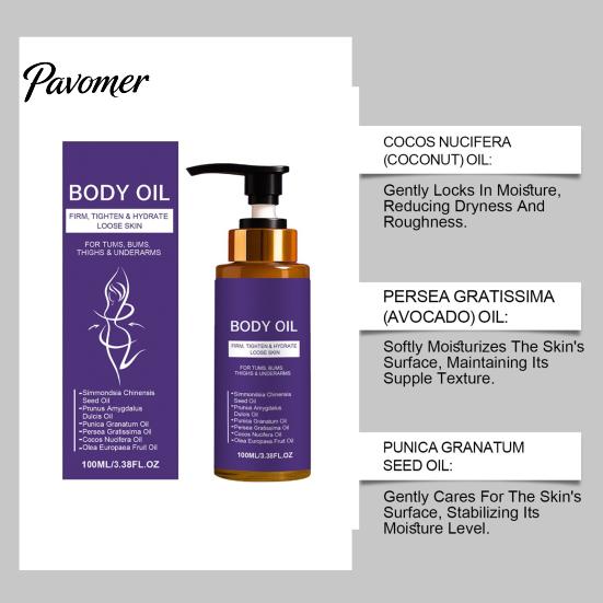 Non Greasy Body Moisturizer Firming Oil, Hydrating Nourishing Oil for Dry Skin, 100ml Lightweight Fine Lines Moisturizer, Care Treatment And
