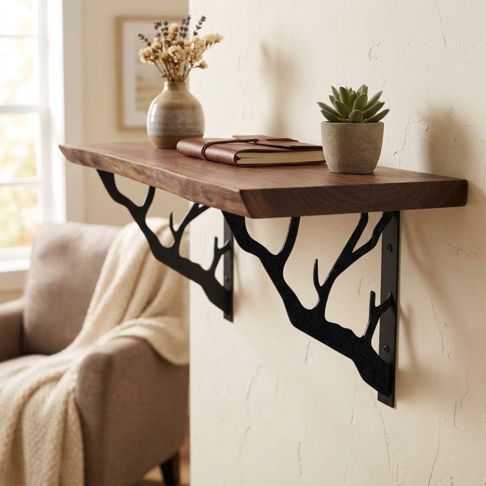 2Pcs Cast Iron Metal Shelf Brackets Tree Shaped Decorative Shelf Bracket  Home Decor