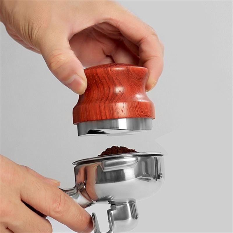 51mm/58mm Coffee Tamper Tool Coffee Powder Hammer Espresso Tamper Wood and Metal Material for Coffee Lover