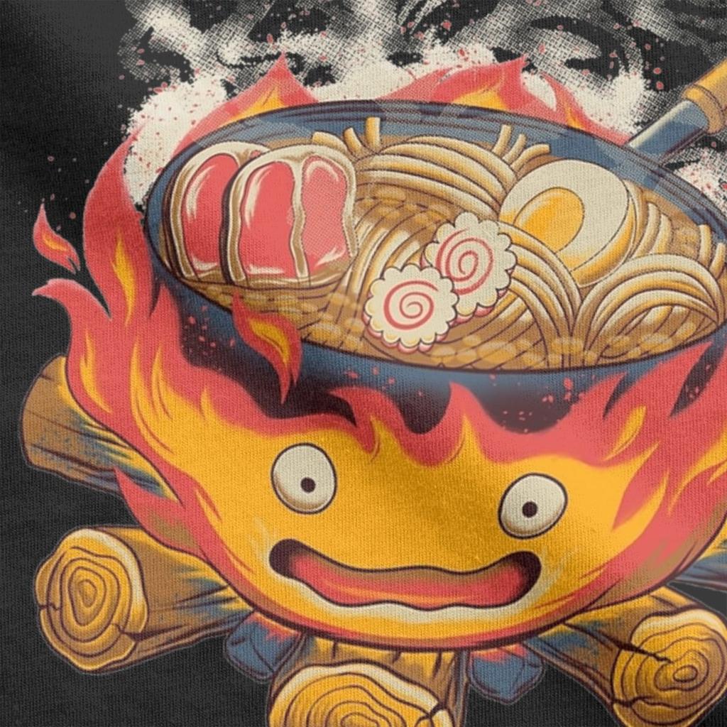 Men Howled Ramen Movings Fire Demon Castles T Shirts 100% Cotton Clothes Vintage Round Neck Tees New Arrival T-Shirts