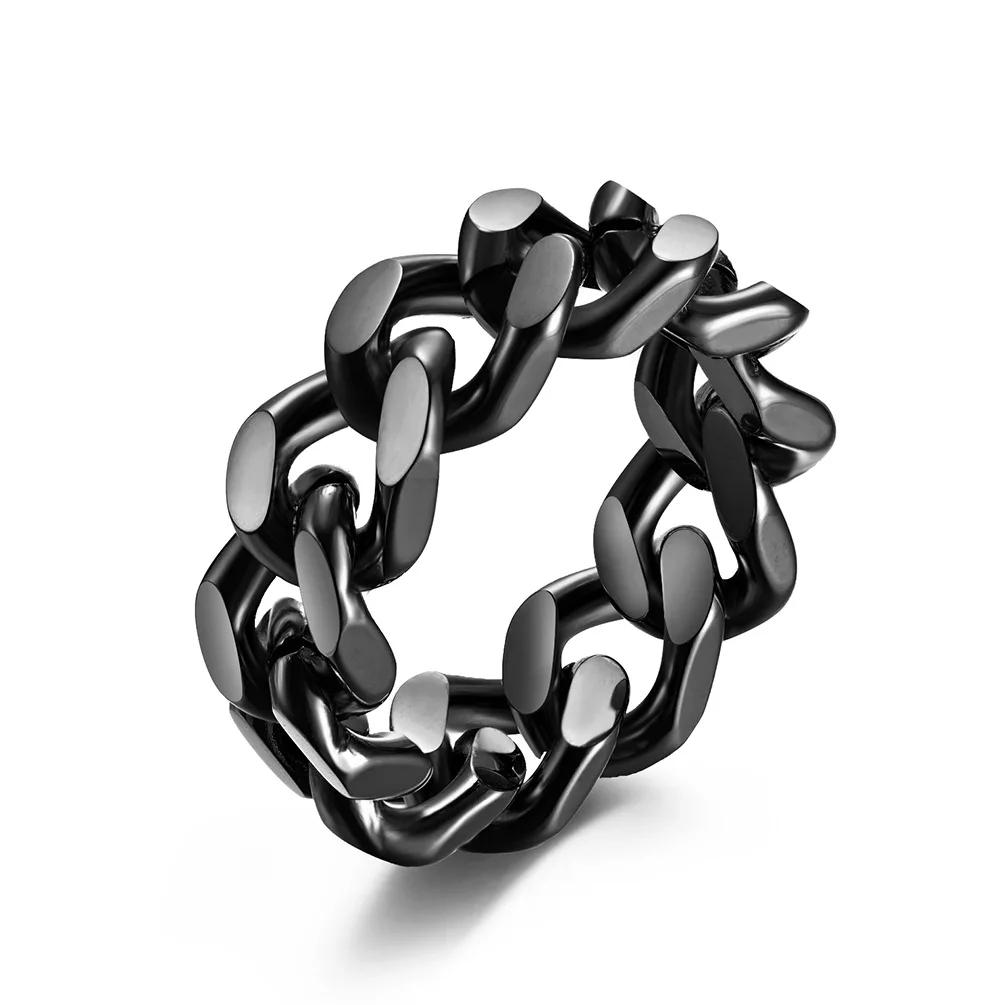 8mm Gold/Black/Silver Color Stainless Steel Link Chain Ring for Women and Men Never Fade Size 5-13 Wholesale