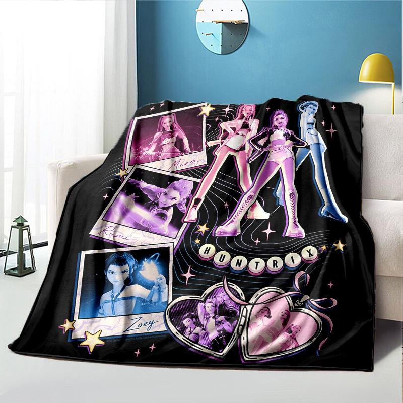 KPop Dämonenjäger Muster Decke für Heimdekoration, Bett, Sofa, Auto Reisen, Camping, Geeignet für Alle Jahreszeiten, Geburtstags-Weihnachtsgeschenk