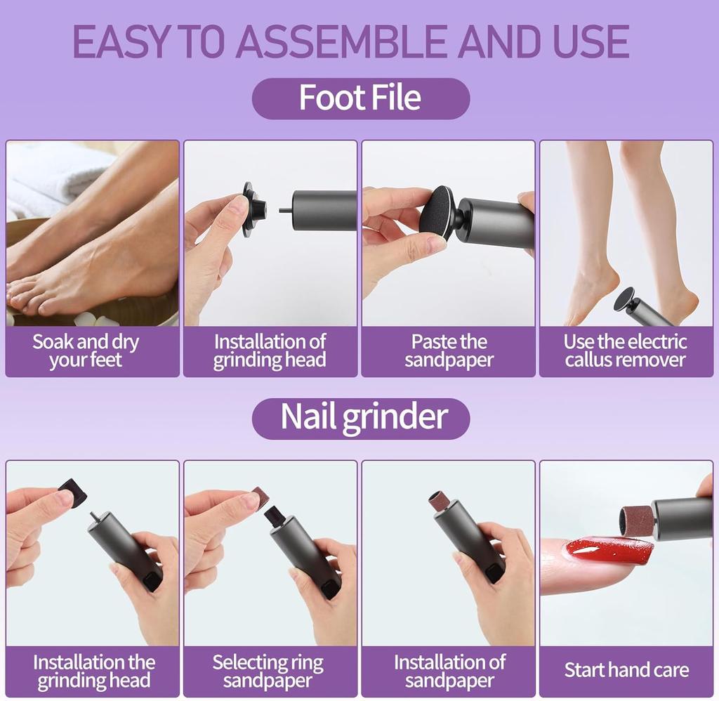 Foot Care Tool 2-in-1 Foot and Hand Electric Care Tools,Polish and Smooth,Shine Toenails Electric Callus Remover Pedicure File
