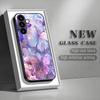 Funda de teléfono de vidrio templado con mariposa morada clara adecuada para Samsung Galaxy S26 S25 S24 S23 S22 S21 S20 FE/Ultra/Plus anticaída