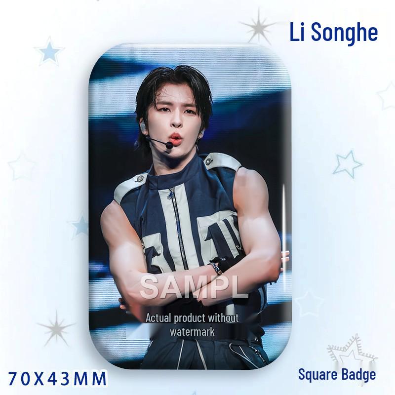 Li Songhe Concert Star Badge: Laser Square Grain Bag Brooch Ornament