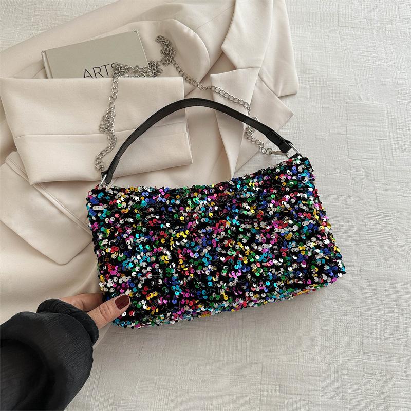 

Модна сумка з паєтками 2025 весна нова універсальна ins ланцюжок на плече сумка-месенджер сумка для мобільного телефону жіноча різнокольоровий