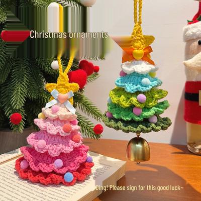 Dopamine Wool Knitted Christmas Tree Bell Ornaments - Car Hanging Decorations & Small Holiday Pendants