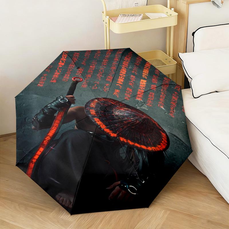 1PC Samurai  Automatic Umbrella - Suitable Travel Outdoor Portable Umbrella Birthday Gift Daily Essentials